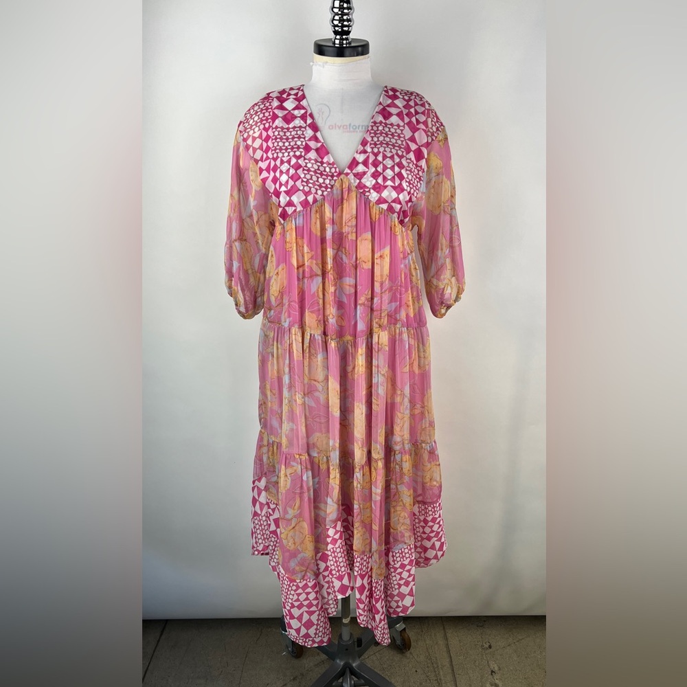 💚 3146. Floral Sheer Chiffon Midi Dress